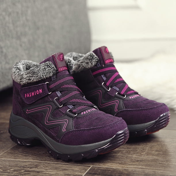 Botas de nieve con forro polar, cálidas, para mujer, de algodón, de grosor medio, para exteriores, informales, de talla grande
