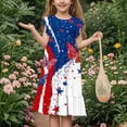 thumbnail image 7 of Ugoldhm Girls' Fourth of July Fit & Flare Beach Dress Short Sleeve, Star Print, Boho Casual for 6-15 Years, 7 of 7