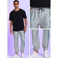 thumbnail image 4 of Unique Bargains Men's Sparkly Metallic Pants Drawstring Waist Nightclub Sequin Joggers 28 Silver, 4 of 6