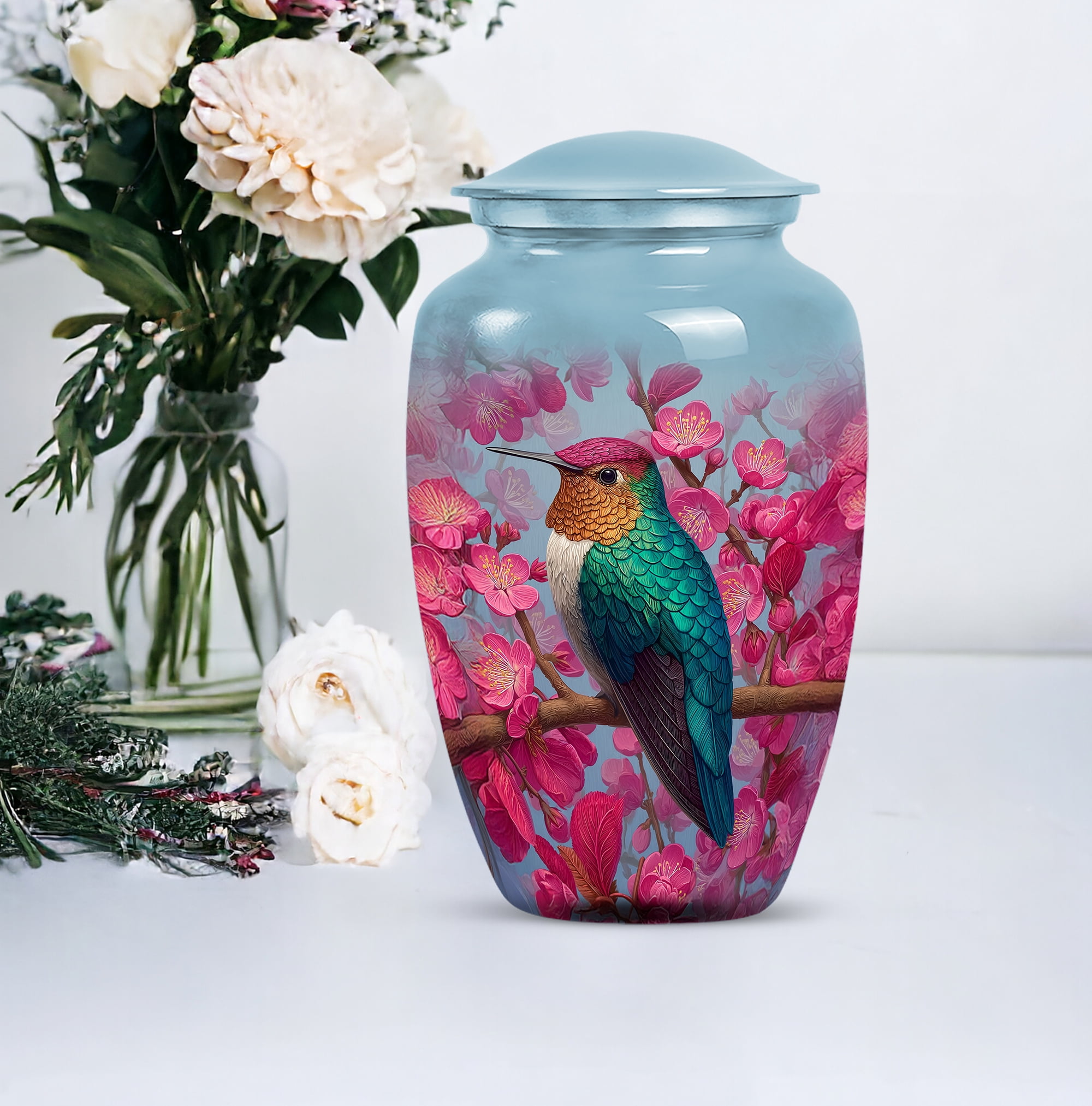 Humming Bird Keepsake Urns For Human Ashes Baby Girl & Boy, Cremation Urns For Ashes Women, Large Decorative Funeral Urn For Ashes For Male, Female (Size-10inch 1pcs, 3inch 1pcs)