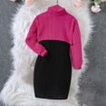 thumbnail image 4 of ATOGUTA Cute Dresses for Girls Knit Turtleneck Long Sleeve Cowl Top and Camisole Black Dress 2 Piece Set Red Size 8-13, 4 of 5