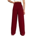 thumbnail image 4 of LLYwey Women's Travel Pants Ladies Fashion Trousers Full Pants Casual Straight Solid Color Loose Casual Wide Leg Pants New Full Length Pants Regular Fitted Red XXL, 4 of 4
