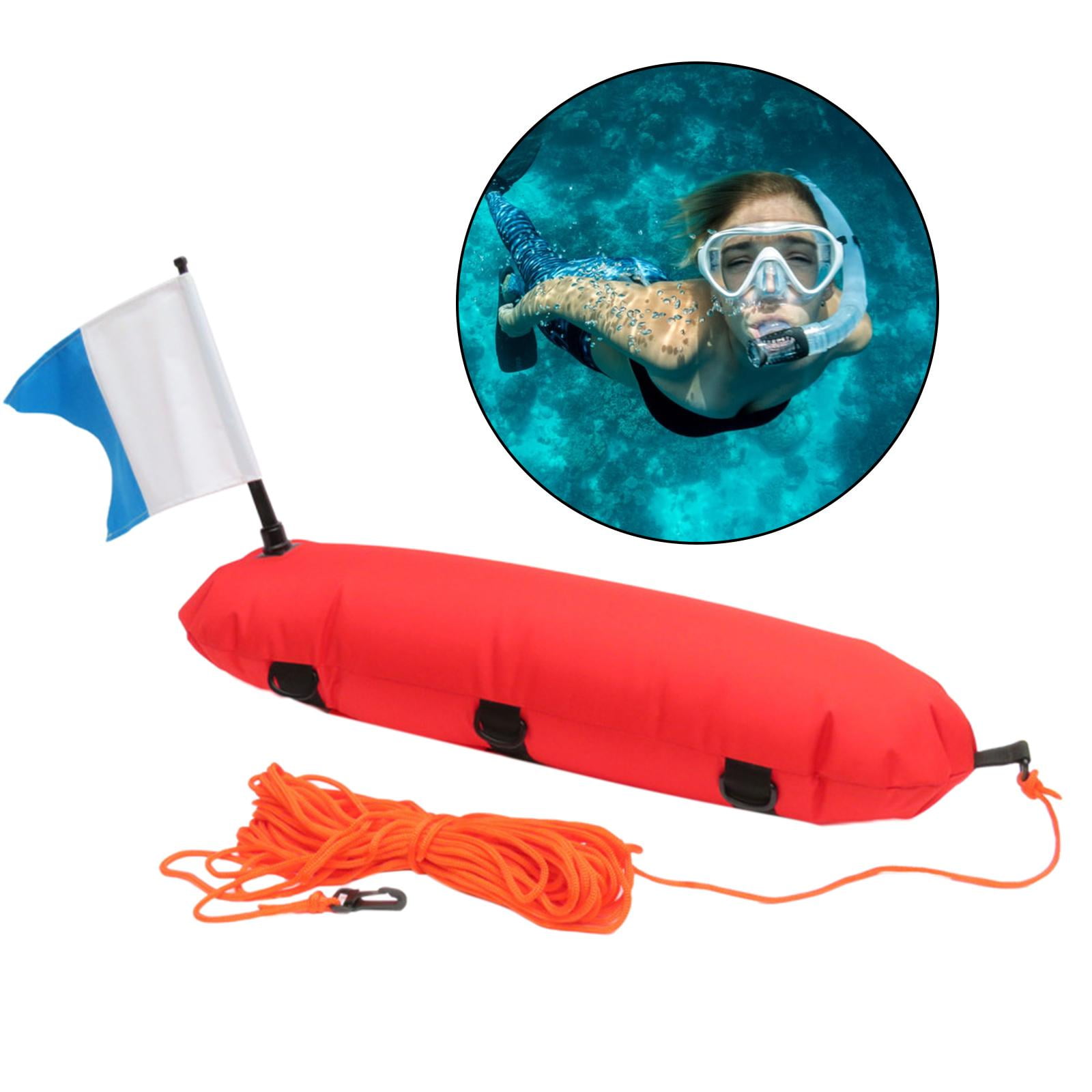 Nylon Torpedo Float Buoy with Flag 82ft Rope for Spearfishing Diving Durable 