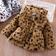 thumbnail image 2 of IDOPIP Kids Girls Fall Winter Leopard Faux Fur Hooded Coat Jacket Thick Fleece Windproof Parka Outwear, 2 of 8