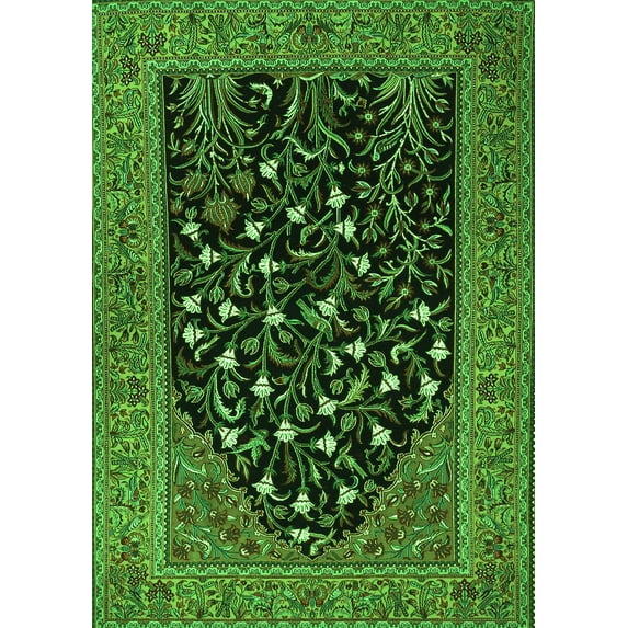 Ahgly Company Indoor Rectangle Animal Green Traditional Area Rugs, 5' x 8'