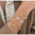 thumbnail image 2 of 1pc Butterfly Alloy Charm Bracelets Figaro Chains Bracelets for Womnen Rose golden 7-7/8 inch(20cm), 2 of 2