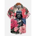 thumbnail image 5 of 2024 Mode Ukiyo-E Chemise Hawaïenne à Manches Courtes Imprimé Floral Tropical et Samouraï de Science-Fiction Col Rabattu Chemises Décontractées, 5 of 5