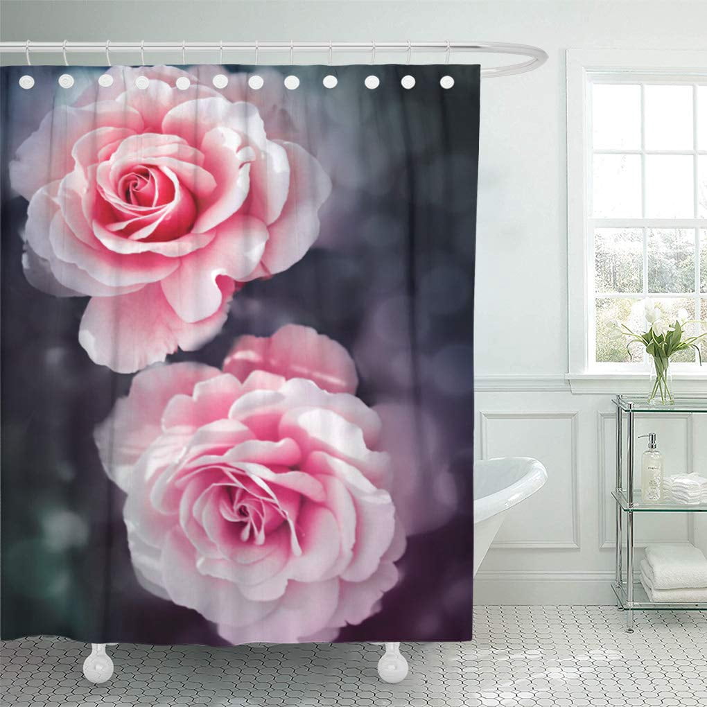Cynlon Girly Pink Roses Floral Flowers Modern Bathroom Decor Bath Shower Curtain 60x72 Inch Walmart Com Walmart Com