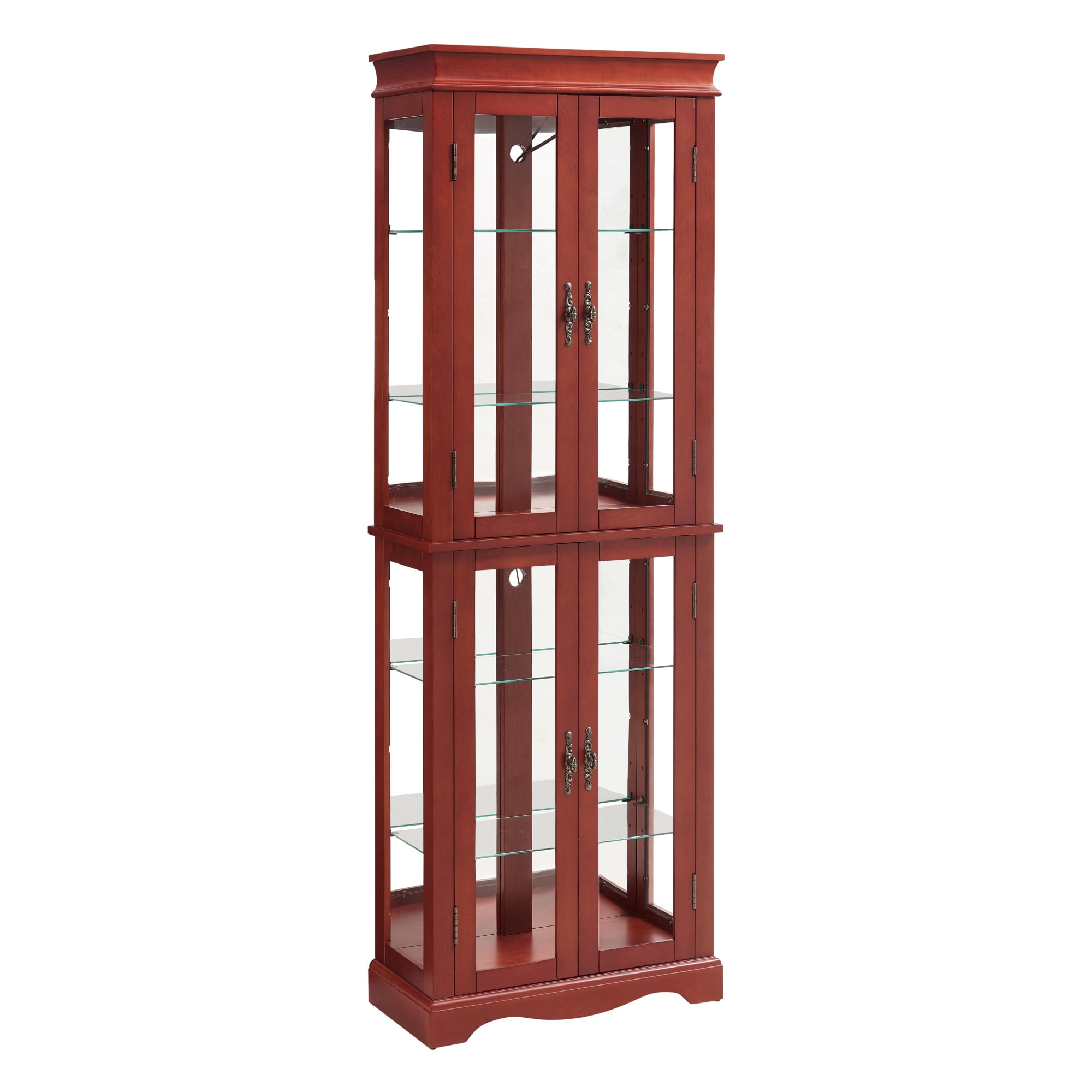 Miniyam Wood Curio Display Cabinet with Light, Glass Door for Living Room, Cherry