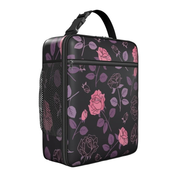 Botanical Insulated Lunch Box Student Reusable Lunch Bag with Water Bottle Holder Portable Lunch Bag Work Travel