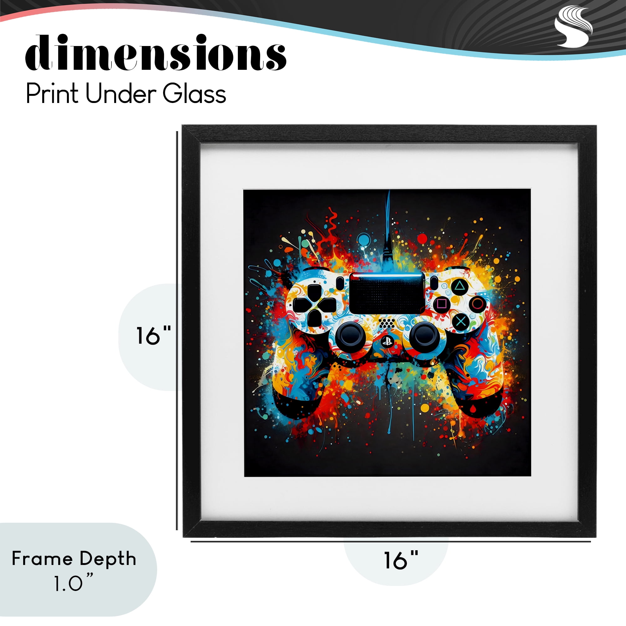 Stupell Industries Colorful Controller Swirl Black Framed Print Under Glass, design by Creative Studio