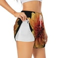 thumbnail image 3 of Lsque Orange Dalia Printed Women's Running Shorts with Liner Pockets,Elastic Quick Dry Workout Athletic Gym Yoga Shorts,Womens High Waist Shorts-X-Large, 3 of 9