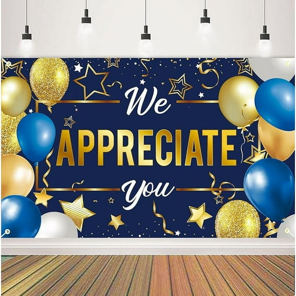 We Appreciate You Banner Backdrop, Appreciation Party Decorations, Thank You for All You Do Banner, Employee Teacher Doctor Nurse Staff Appreciation Party Decorations for Indoor Outdoor