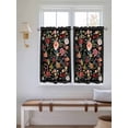 thumbnail image 6 of Tier Curtains 45 Inches Long, Watercolor Flowers Window Treatment Curtain Drapes, Farmhouse Floral Vintage Black Window Half Privacy Curtains for Bedroom Bathroom, 42"x45", 2 Panels, 6 of 7