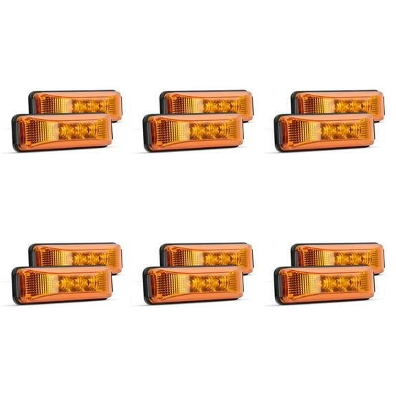 12 Pcs 3.9 Inch 3 Truck Trailer Front Rear LED Side Marker Light Indicator Lamp Rock Light for Trailer Boat-Amber
