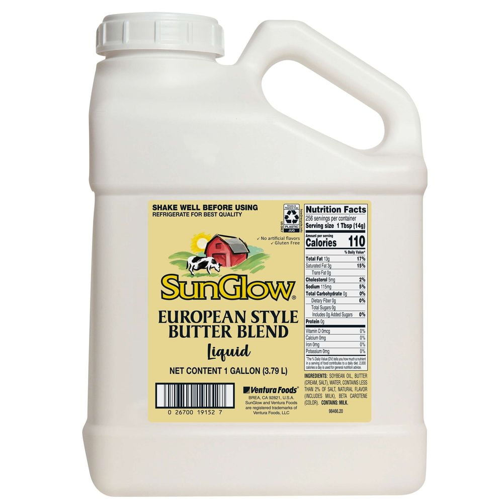 Sun Glow European Style Butter Blend Liquid, 1 Gallon 2 per case.