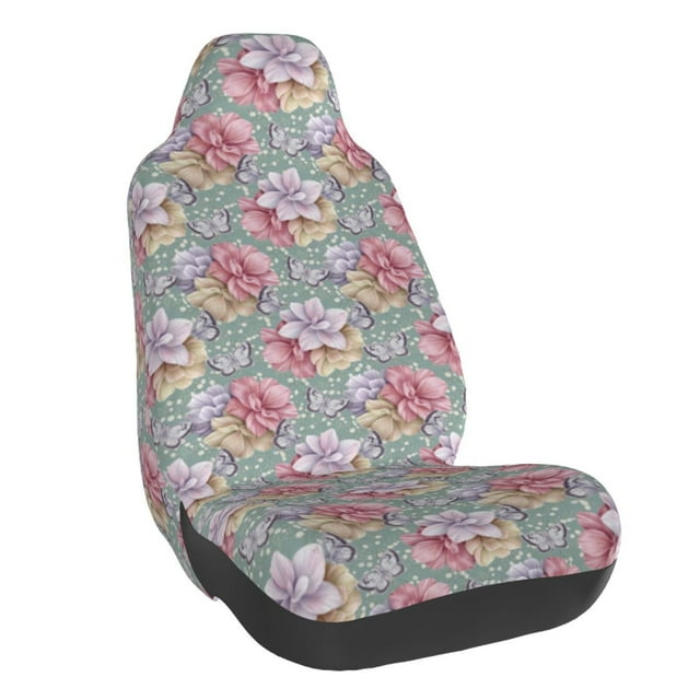 Wukai Watercolor Butterflies Full Set Car Seat Covers with Soft Padding Universal Auto Front Seats Protector and Cushion Mat