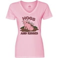 thumbnail image 3 of Inktastic Hogs and Kisses with Cute Pig Family Women's V-Neck T-Shirt, 3 of 5