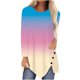 thumbnail image 1 of Mujeres Casual Gradiente Impreso Manga Larga Cuello Redondo Botones Irregular Pullover Blusa Tops Fridja fjkfkj1794, 1 of 5