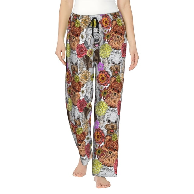 Balery Cute Dogs Puppy Pantalones de pijama para mujer, pijamas ultraligeros, pantalones de estar por casa-3X-Large