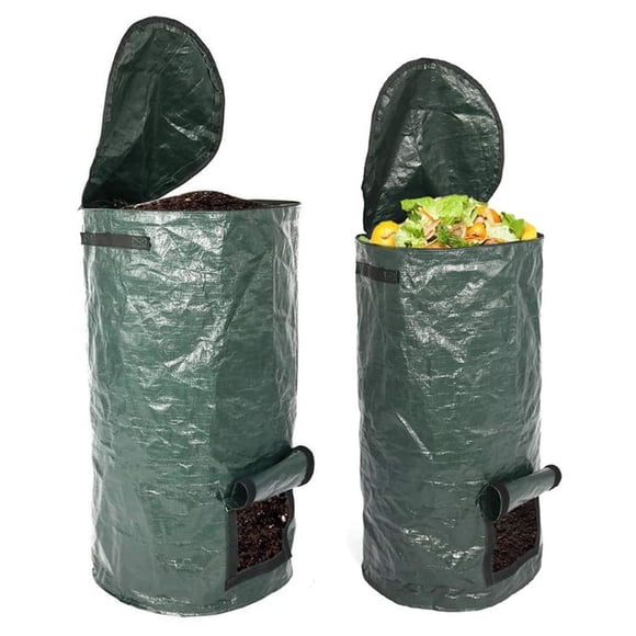 2PCS Organic Compost Bags,Food Waste Collection Planting Bags Compost Bins With Lid For Yard Waste Kitchen Waste