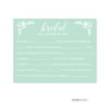 Fill-In-The-Blank - Bride Floral Mint Green Wedding Bridal Shower Game Cards, 20-Pack