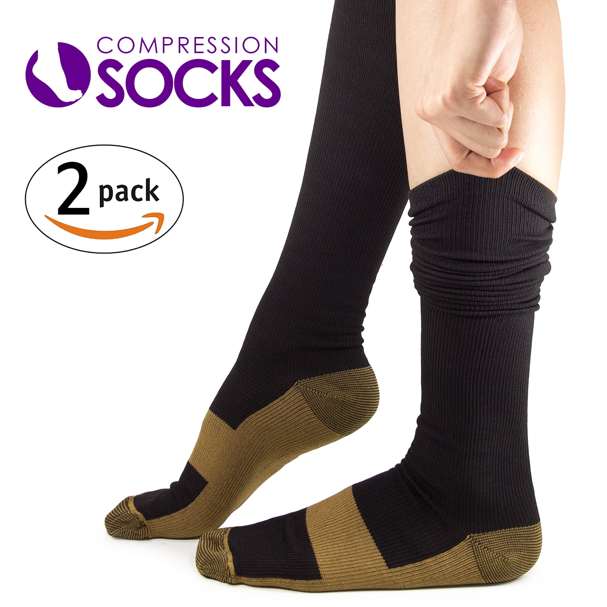 KroO Knee High Compression Socks (2 pack) for Men, Women, Nurses ...