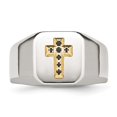 thumbnail image 4 of Chisel Stainless Steel Polished with 14k Gold Accent 1/15 Carat Sapphire Cross Signet Ring, 4 of 8