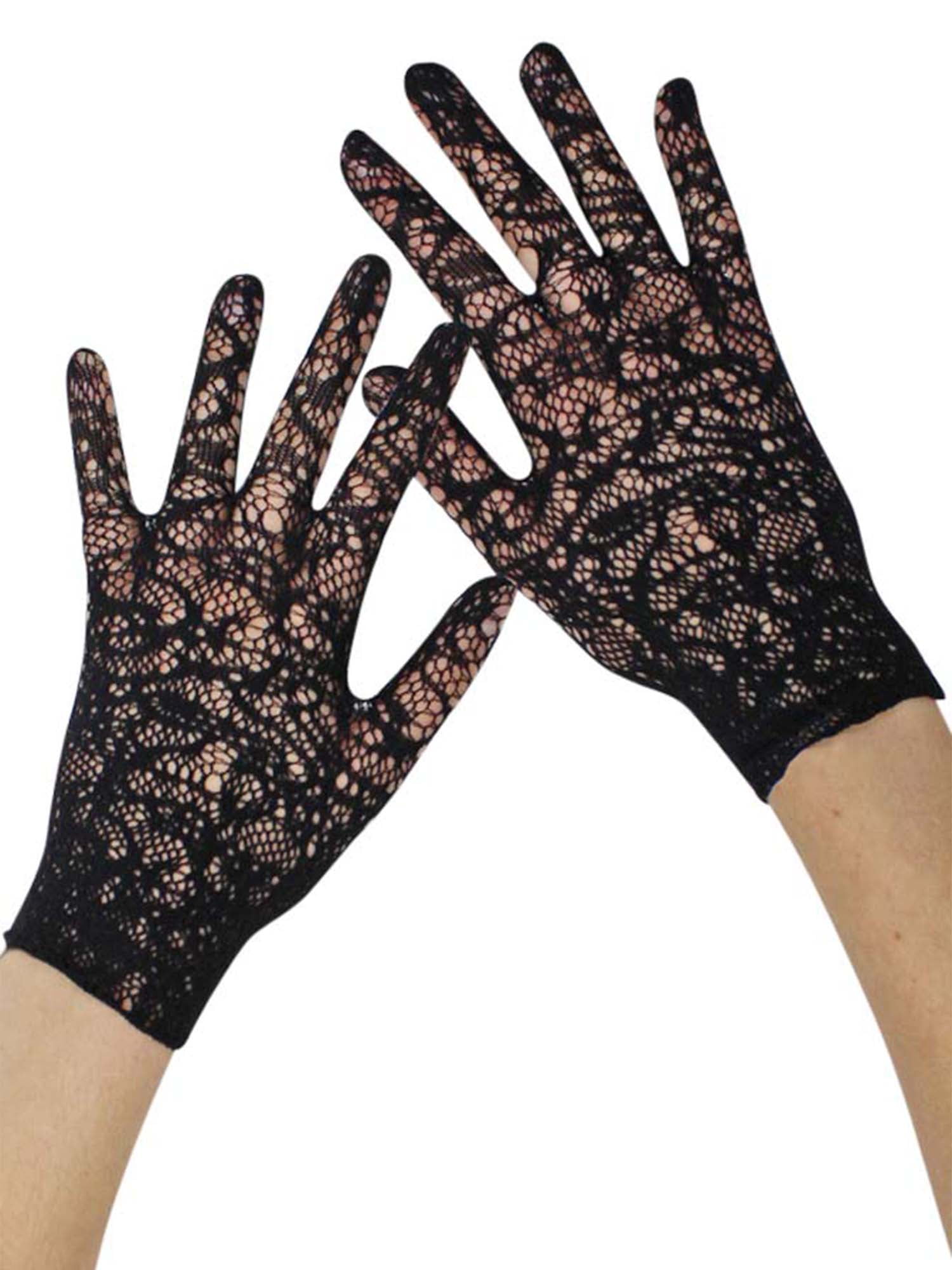 womens black lace gloves