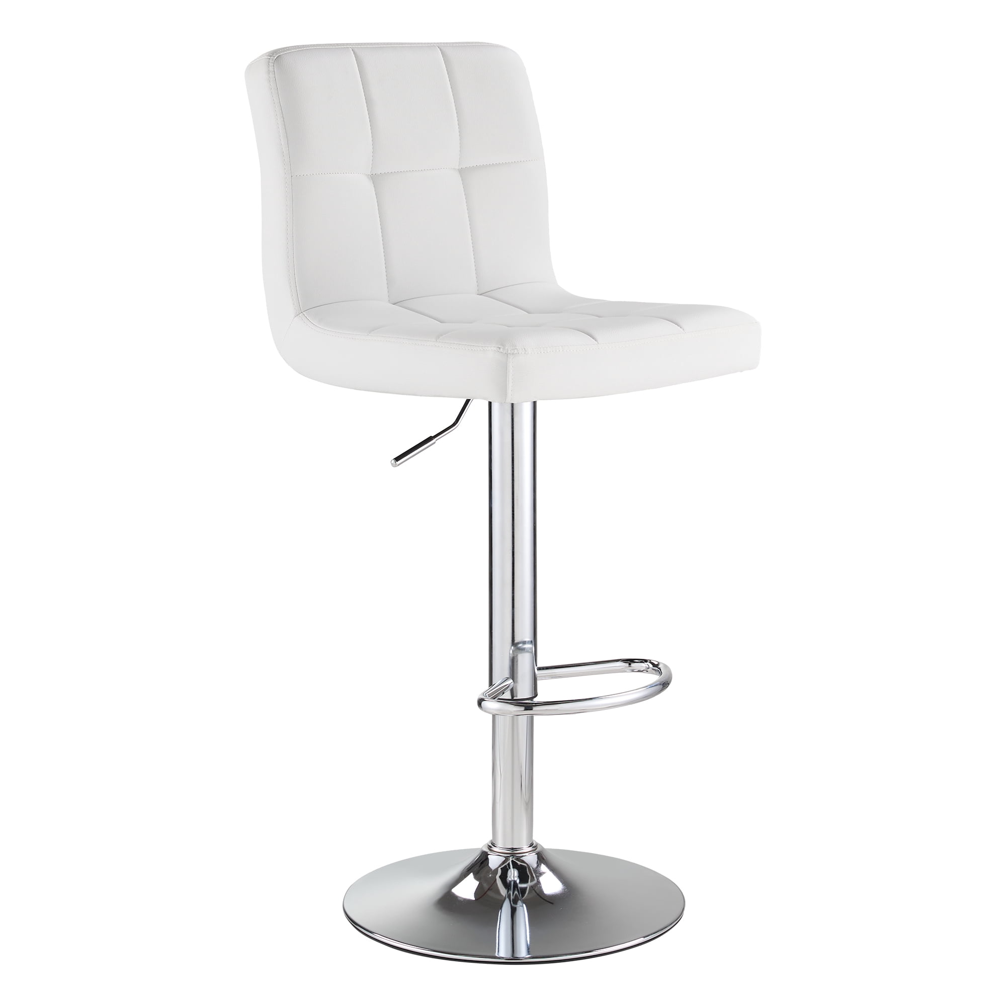 SAETSFEG Bar Stools, Thickened Seat Cushion Adjustable Swivel Bar Stool with Backrest, Counter Height PU Leather Bar Chairs for Kitchen Island, Dining Room, White