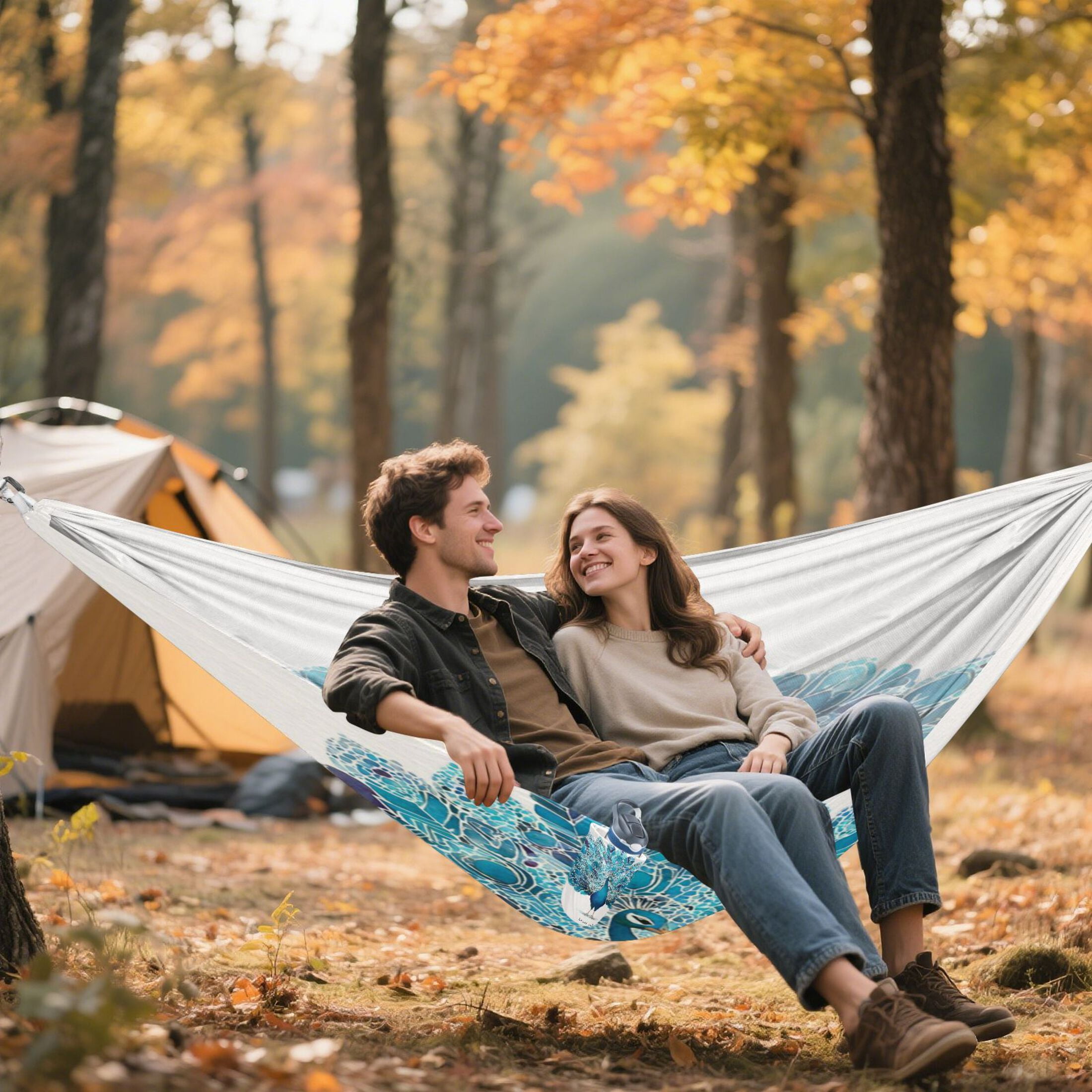 Hanging Hammock Portable Travel Camping For Outdooor Beach Camping Hiking The Peacock on The Closing Screen