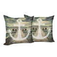 thumbnail image 6 of Ambesonne Nautical Throw Pillow Cover 2 Pack, Anchor Ocean Waves, 16", Grey and Brown, 6 of 6