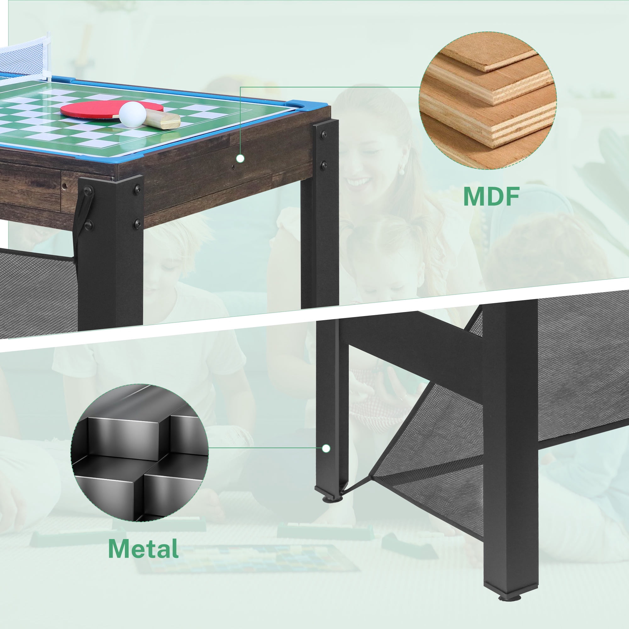 16 in 1 Combo Game Table, SHINPT Game Table for Kids/Adults, 48" Multi Game Table with Foosball, Billiards, Ping Pong, Air Hockey, Board Game table for Game Room, Backyard & Family Gatherings