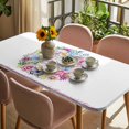 thumbnail image 3 of Happy Eatser Table Cloths for 4 Foot Rectangle Tables, Spring Flowers Colorful Eggs Pastoral Butterfly Patio Waterproof Elastic Fitted Tablecloths, Washable Rectangular Table Cover for Camping, 3 of 8