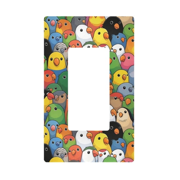 Yayeee Rocker Switch Wall Plate 1-Gang 4.6"x2.9" Home Decorative Outlet Cover, Colorful Birds Pattern