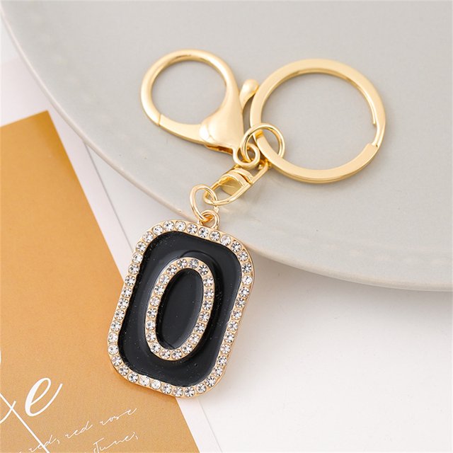 Lujo Rhinestone 26 Letras Inglesas Llavero De Moda Cuadrado Hip Hop Mochila Colgante Adornos Coche Baratija Accesorios