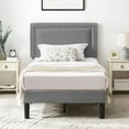 thumbnail image 4 of VECELO Twin Size Platform Bed Frame with Adjustable Height Upholstered Headboard, Strong Wood Slat Support, No Box Spring Needed, Dark Gray, 4 of 13