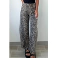 thumbnail image 6 of Women's Black Leopard Print High Waist Barrel Jeans – Casual Daily Style for Fall, 16, 6 of 12