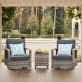 thumbnail image 2 of MEISSALIVVE 3 Pieces Outdoor Swivel Rocker, Patio Furniture Bistro Set with 360° Wood Armrests Swivel Rock Chairs and Side Table(Gray), 2 of 8