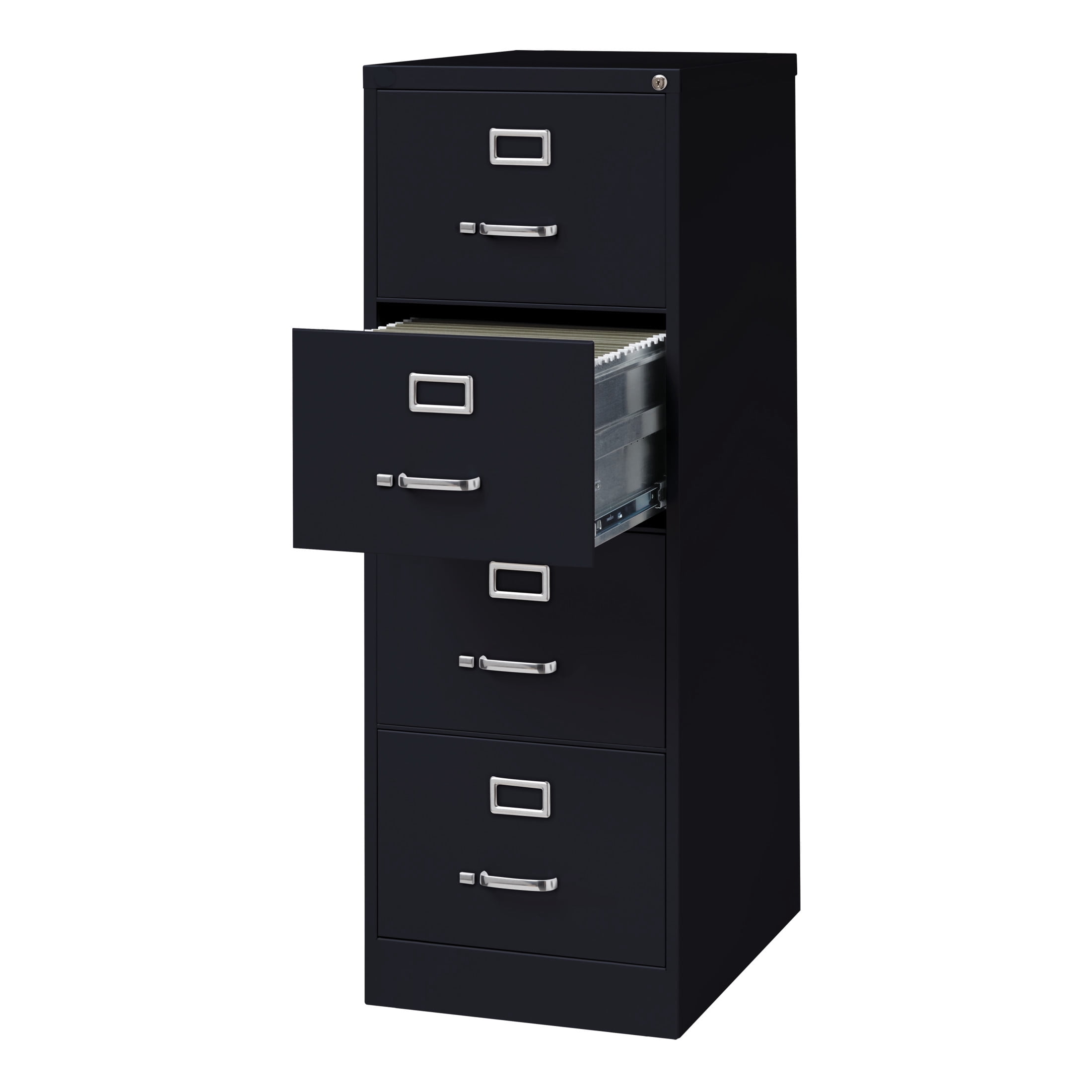 Hirsh 25" Deep 4 Drawer Legal Width Metal Vertical File Cabinet, Commercial Grade, Black