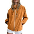 thumbnail image 2 of CFLVAEK Rain Jacket Women Lightweight Waterproof Hiking Travel Hooded Raincoat Full Zip Up Outdoor Windbreater with Hood Orange S, 2 of 7