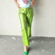 thumbnail image 4 of Pantalones Pantalones acampanados para mujer Cremallera Ajuste holgado Color sólido Chica picante Estilo Traje de calle Cgtredaw Verde M para Mujer, 4 of 9