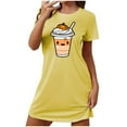 thumbnail image 1 of Tnhcen Vêtements de Nuit d'Halloween Cool Grande Taille Robe à Manches Courtes Imprimé Dessin Animé Col Rond Polyester Spandex Doux P-2TG pour Fêtes de Saison Chaude, 1 of 5