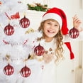 thumbnail image 4 of AYktou 6 Pcs Christmas Ornaments Balls, 2.3 Inch Wavy Grain Hollow Sphere Hanging Pendant Glittering Christmas Tree Decoration Set Christmas Balls Hanging Ornaments for Living Room Party Decor, Red, 4 of 7