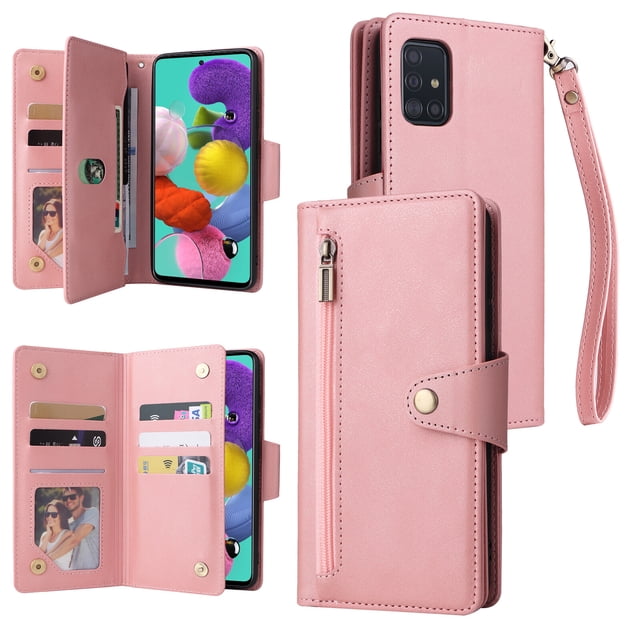 Case for Samsung Galaxy A51 4G Magnetic Leather Zipper Wallet Cover Card Holder