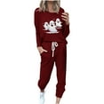 thumbnail image 3 of BiZtdJrK Women's Graphic Tracksuits Cute Ghost Halloween Party 2 Piece Casual Sets Lightweight Jogger Workout Athletic Outfits with Pockets AB-Wine L, 3 of 5