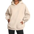 thumbnail image 5 of Garbnen Oversized Hoodies for Women Long Sleeve Women Sweatshirt Soft Fall Winter Loose Casual Trendy Pullover for Women with Pocket Khaki L, 5 of 6