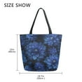 thumbnail image 5 of Open Top Canvas Tote Bag with Zipper Reusable Shopping Bag 13.5x15" Roomy Carryall Deep Blue Flower, 5 of 9