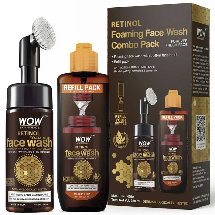 Wow Skin Science Retinol Face Wash for Fine Lines, Age Spots