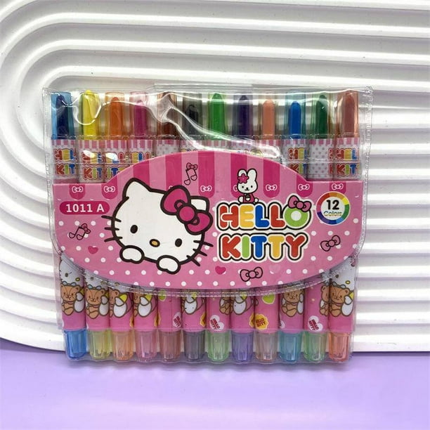 12 Colores Sanrio Crayones Cinnamoroll Mymelody Kuromi PomPom Purin Lápiz De Colorear Para Estudiantes Niños Arte Dibujo Suministros Escolares Papelería Regalos